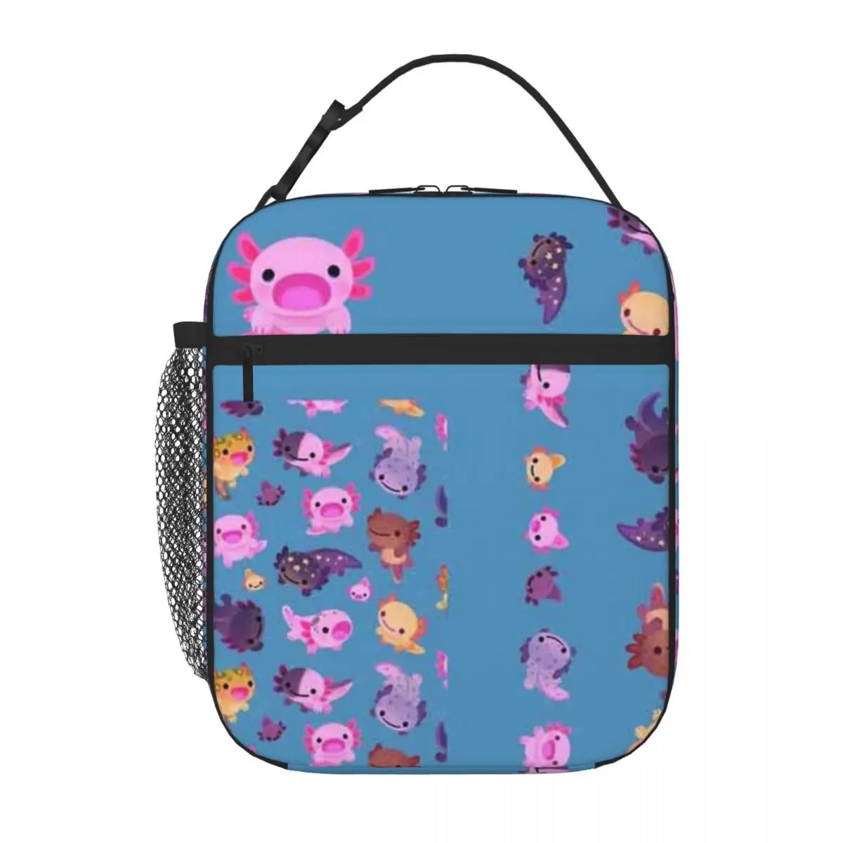 Bestselling Happy Axolotl - Blue Trendy Sports Lunch Bag Roadside Stop Large Lunch Bag