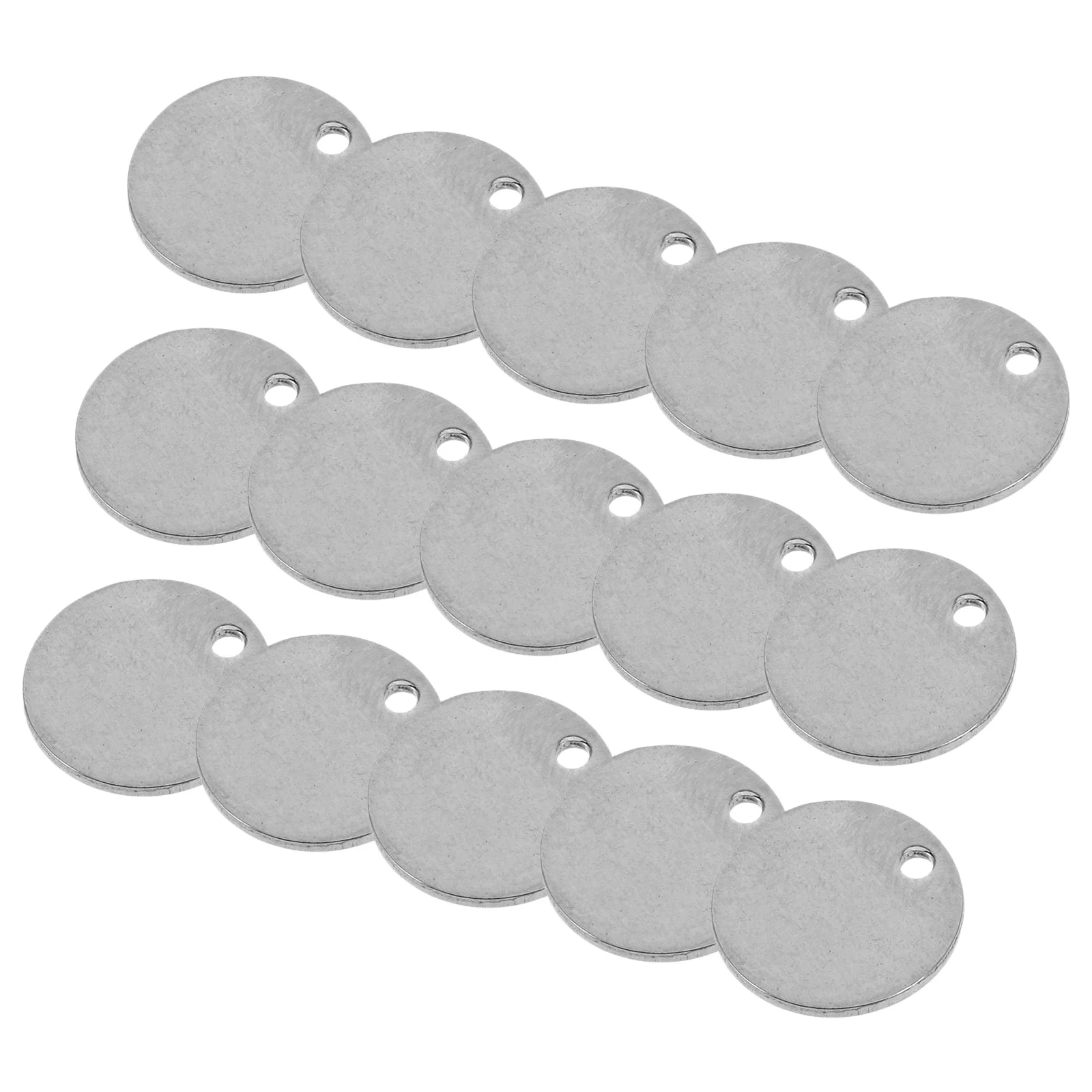 20 pezzi etichette vuote rotonde in acciaio inossidabile superficie liscia incisione spazi vuoti dischi metallici per portachiavi targhetta per cani sublimazione targhetta