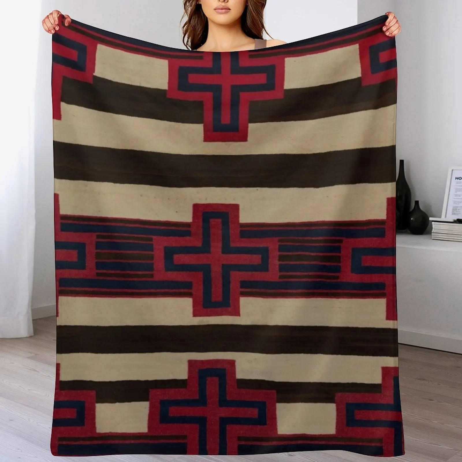 Indigenous Designs VI Chief's Blanket Navajo Weavings Throw Blanket Reusable Durable Soft Blanket for All Seasons