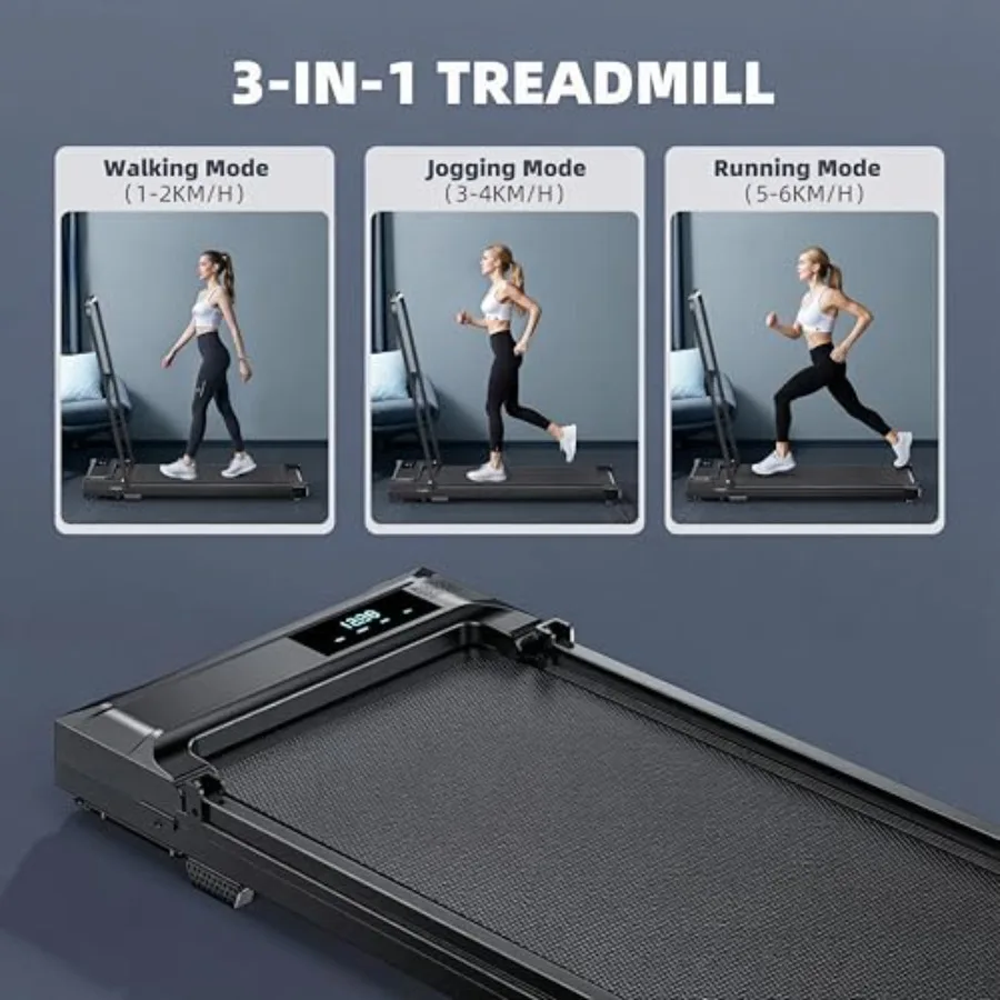 Home Walking Pad Treadmill - Folding Electric Walk Pad with Handle Bar for Small Spaces Office Under Bed Compact Quiet Indoor U