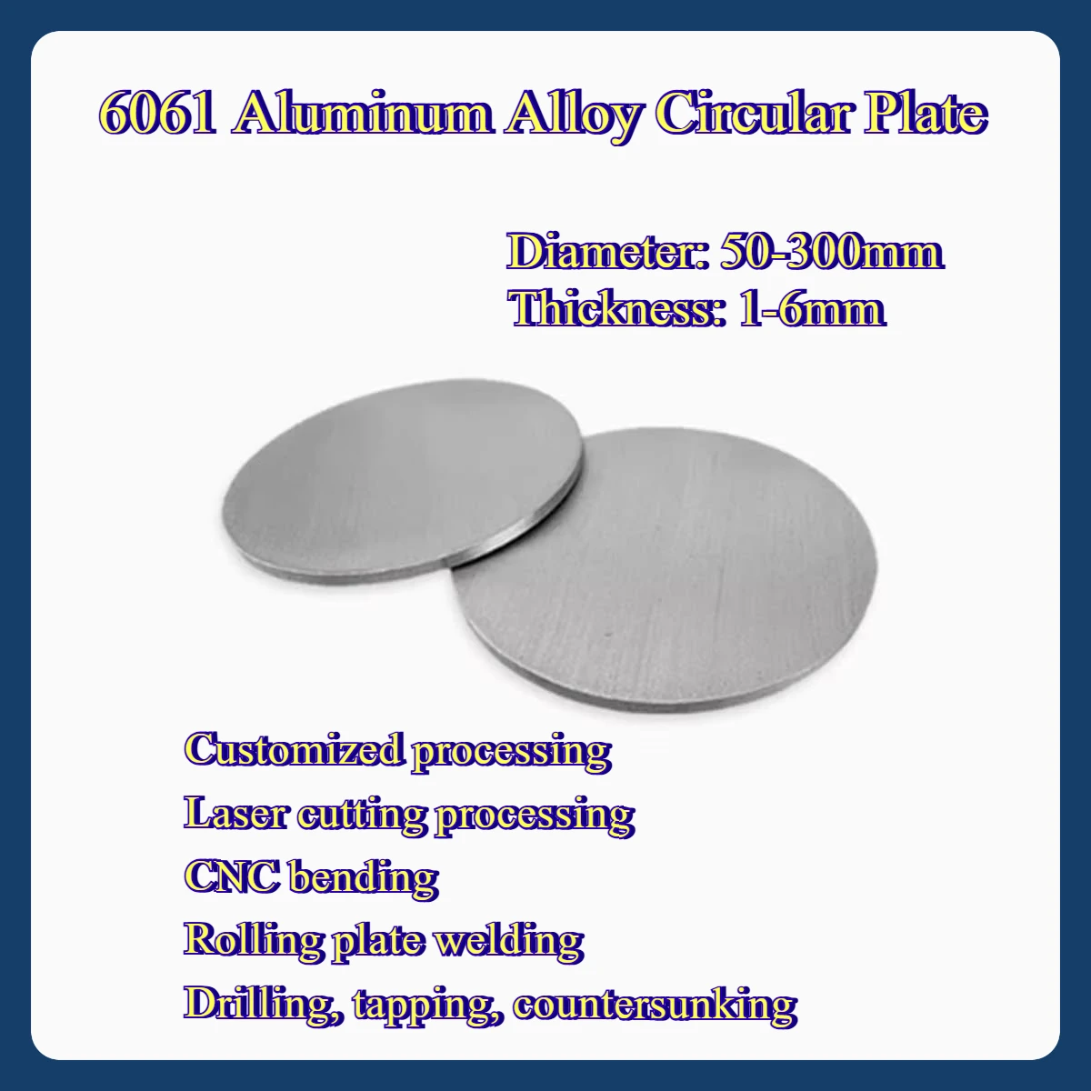 

6061T6 Aluminum Alloy Circular Plate Gasket Laser Cutting Thin Sheet Processing Customized 1 2 3 5mm Thick