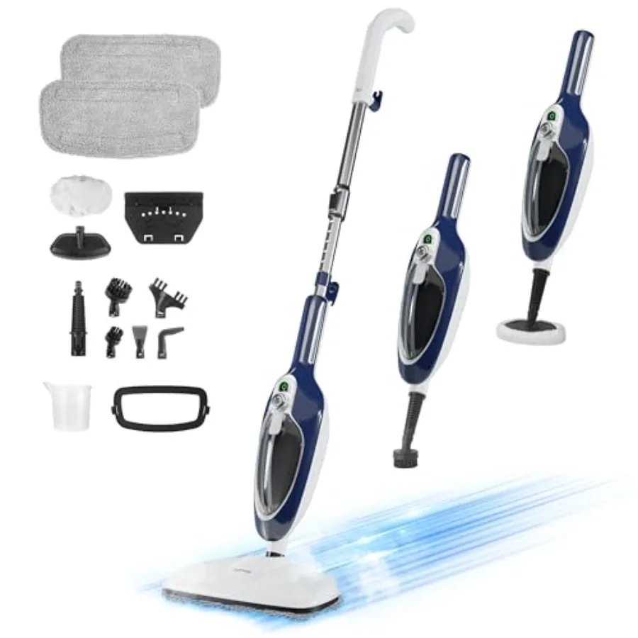 

Многофункциональная паровая швабра с отсоединяемым ручным отпаривателем, 11 насадок, кабель питания 7 м, 3 уровня подачи пара, быстрый нагрев, универсальная модель C