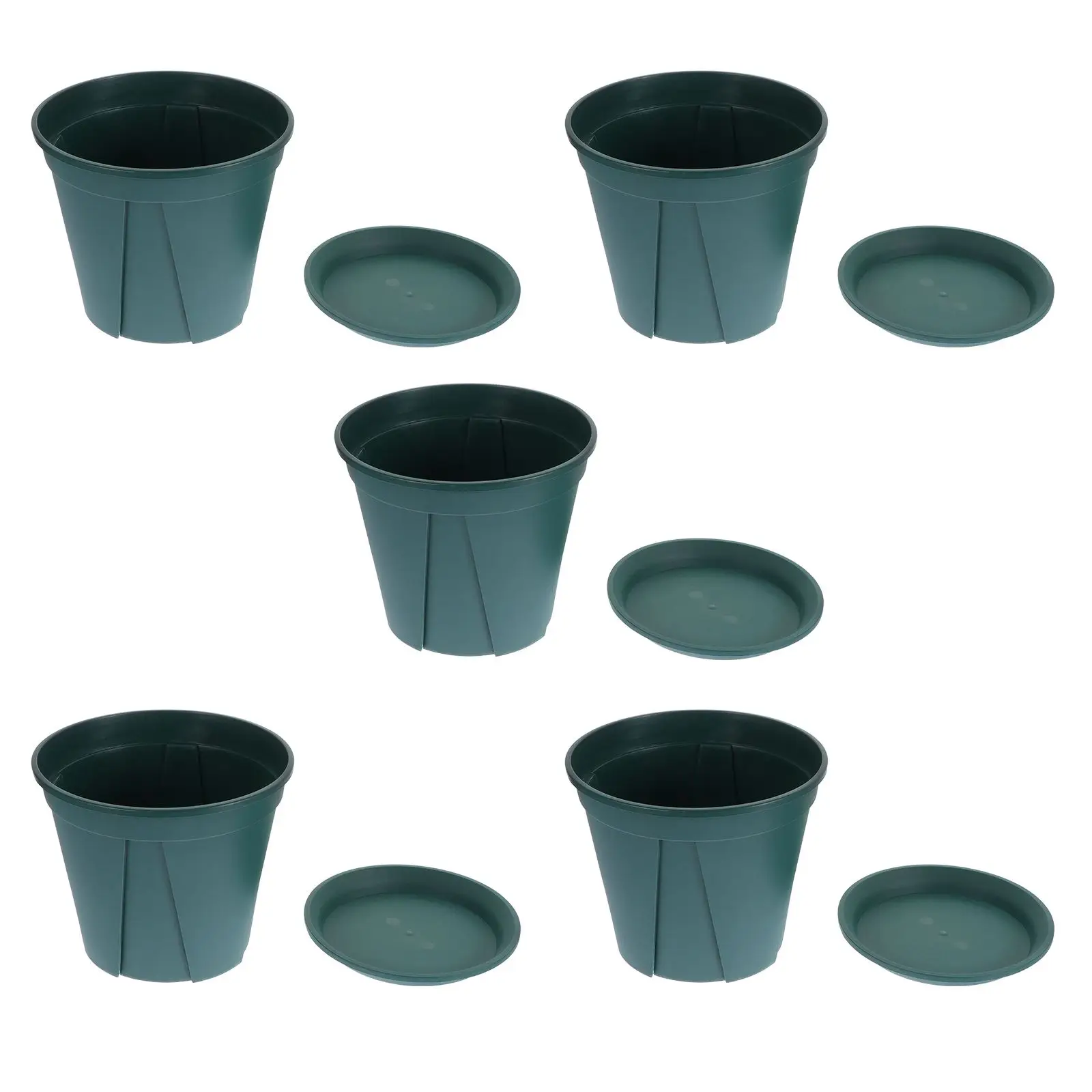 

5 Sets Root Control Pots 150 Thickened Flower Planters with Tray Durable Plastic Garden Green Outdoor Pots