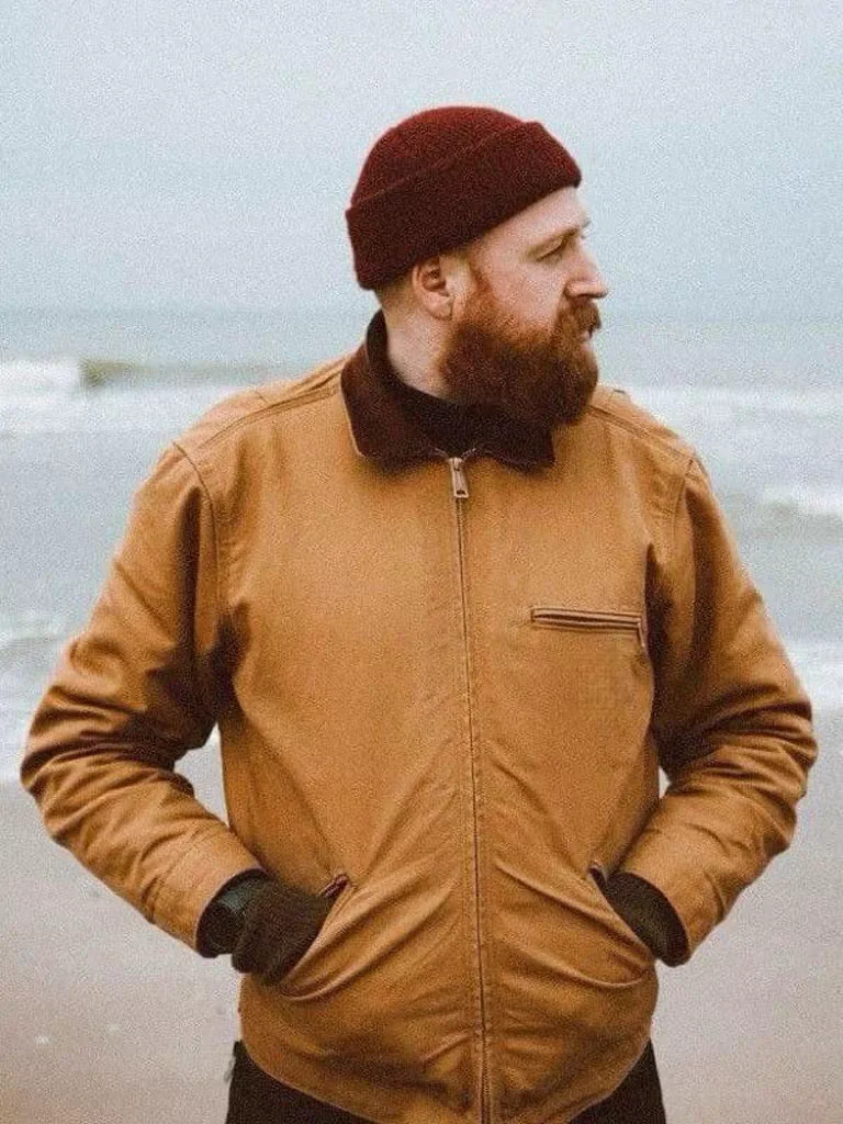 

Retro American Waed Canvas Jaet Thiened Wool Autumn Winter Detroit Coat Youth Casual Long Sve Zipper Closure Jaet