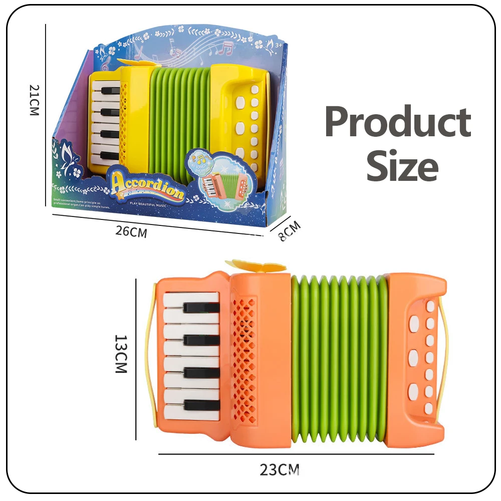 Kids Accordion Toy 10 Keys 8 Bass Educational Musical Instrument for Toddlers Children Early Learning Gift for Baby Boy Girl