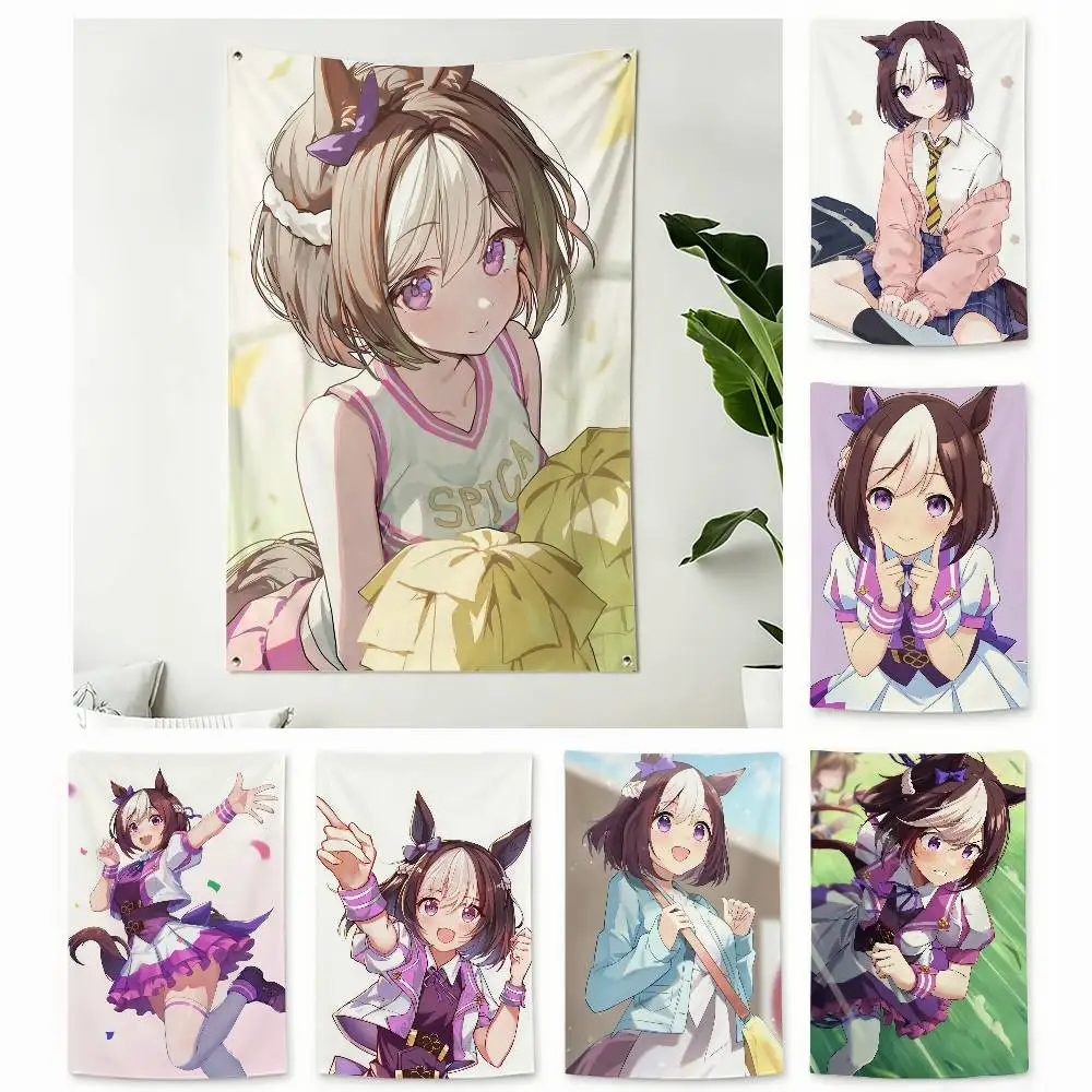 Special Week Umamusume Pretty Derby Home Decor Vertical Flags Indoor Outdoor Hanging Decor for Bedroom Living Room Wall Decor