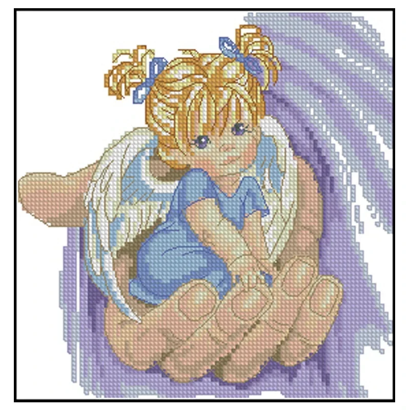 Amishop Top Quality Popular Counted Cross Stitch Kit May The Lord Hold You Little Angel In Hand Dim 72439