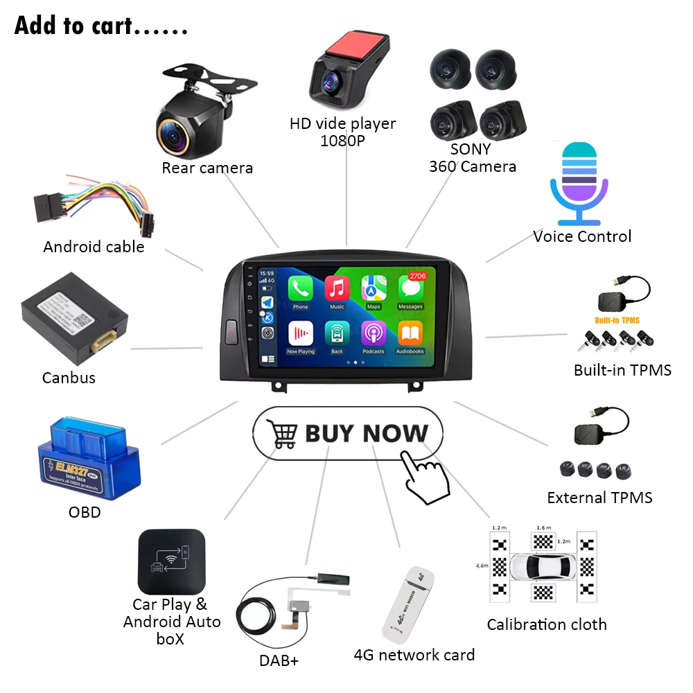 Android 16 para Hyundai SONATA NF 2004 2005 2006 - 2008 Radio Multimedia Reproductor de Video Navegación GPS Estéreo 5G WIFI Carplay Pantalla Táctil 6