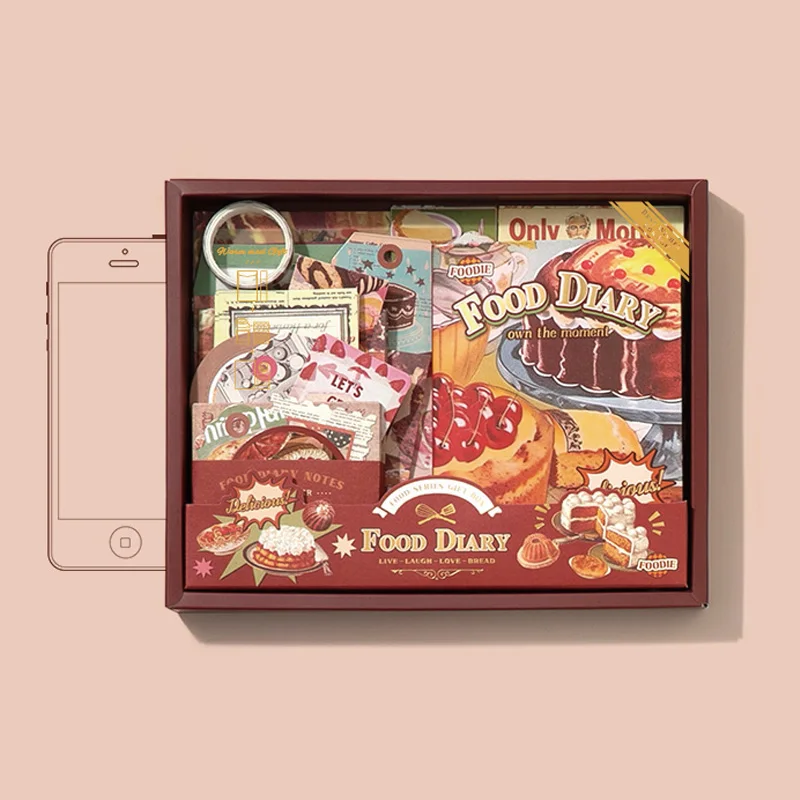 1Style 154Pcs/set  Vintage Loose-leaf Book Material Decor Gift Box Set Creative DIY Journal Collage Stationery