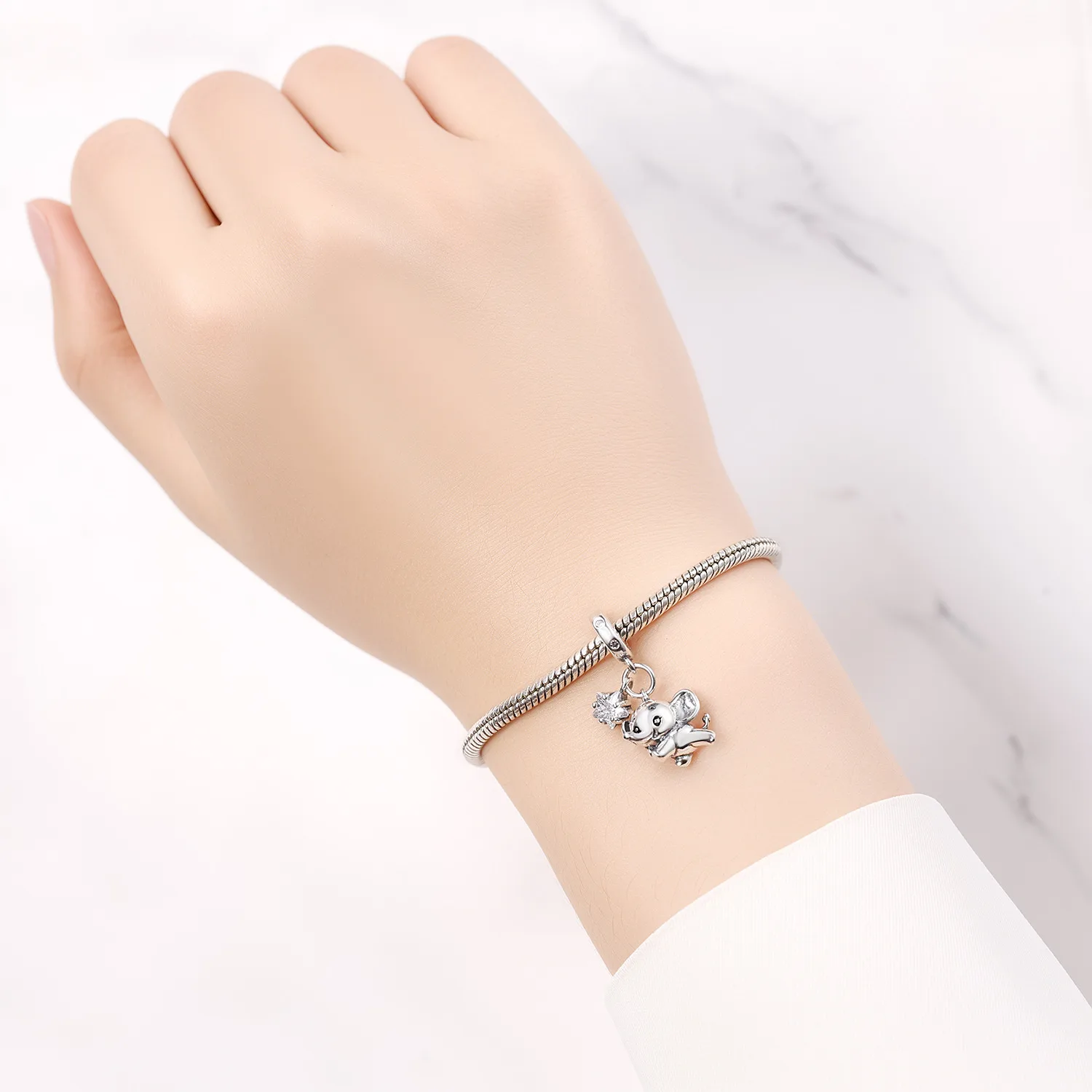 CYMYSS 925 Sterling Silver Charm Cute Animals Bead Elephant Pendant Fit Bracelets Necklace DIY Jewelry Making Party Gift