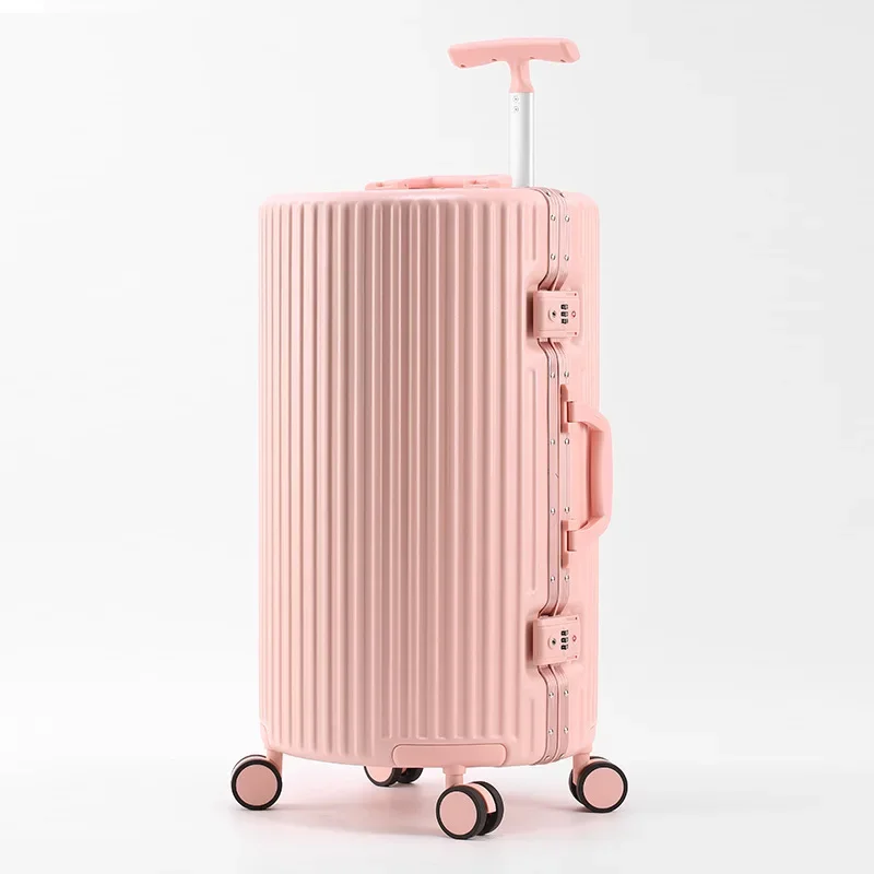 New 20/24 Inch Rolling Luggage Travel Suitcase Unisex Aluminum Frame Trunk New Design Round Trolley Case Password Carry-on Box