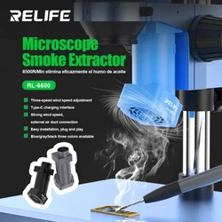 RELIFE RL-6600 Mikroskop Duman Emici Tip-C Şarj Arayüzü Mikroskoplar Için Güçlü Hava Akımı Duman Egzoz Fanı Aracı