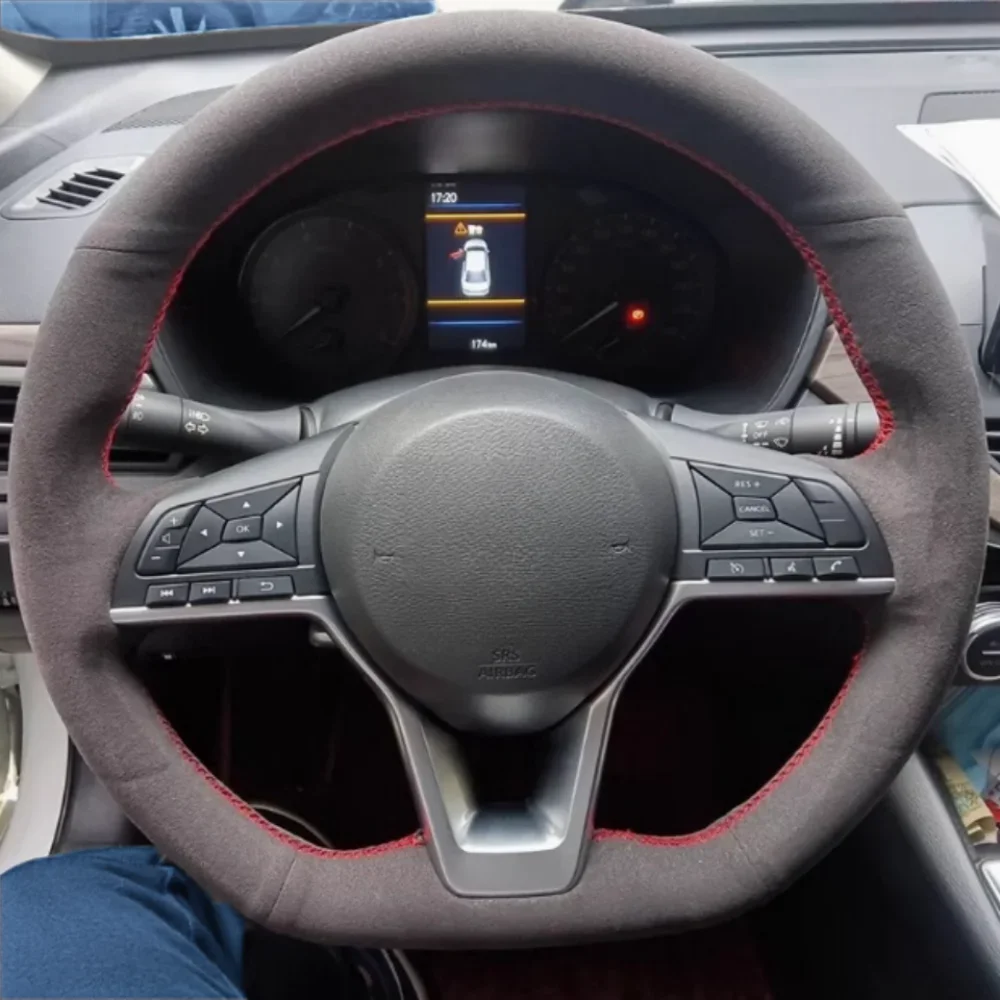 

Чехол на руль автомобиля из замши для Nissan X-Trail Qashqai March Serena Micra Kicks 2017-2019 Altima автоаксессуары