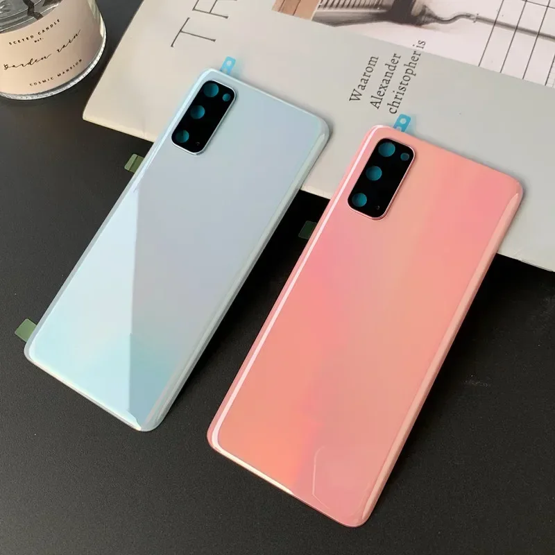 S20 الإسكان لسامسونج غالاكسي S20 G981 G980 6.2 "زجاج البطارية الغطاء الخلفي إصلاح استبدال الباب الخلفي + عدسة الكاميرا