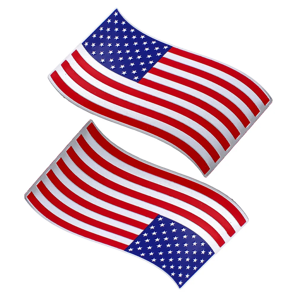 

2Pcs Waterproof Metal American Flag Decals Car Stickers for Trucks Cars Motorcycles Automotive Patriotic Badge