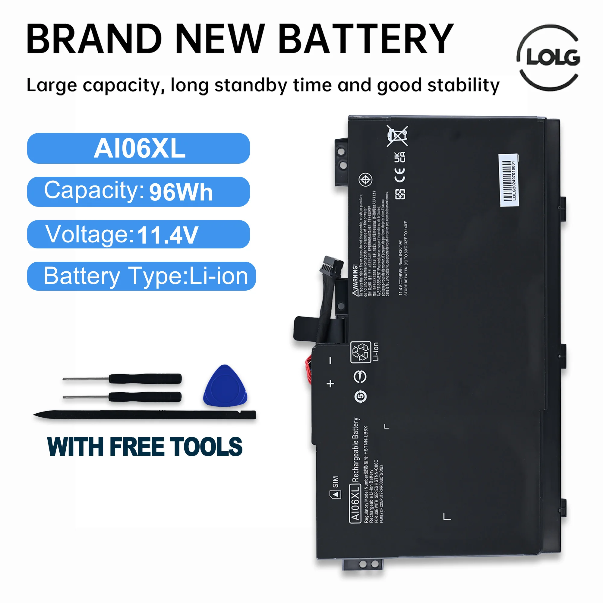 

Аккумулятор для ноутбука LOLG AI06XL для HP ZBook 17 G3 Series HSTNN-LB6X HSTNN-C86C 808397-421 808451-001 808451-002 AI06 11.4V 96WH