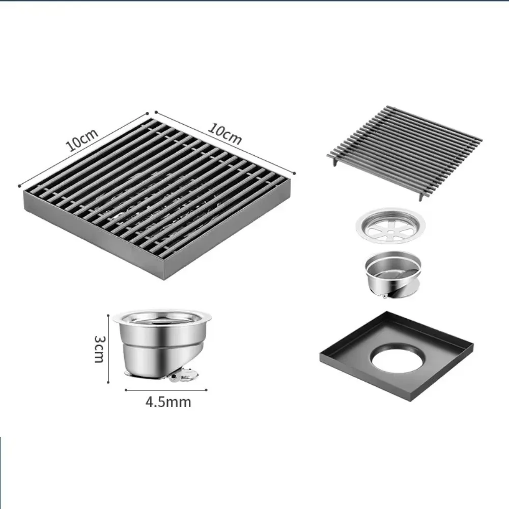 304 Stainless Steel Bathroom Floor Drain Large Drainage Insect-proof Shower Drains Anti-odor Sewer Deodorant Drain Filter