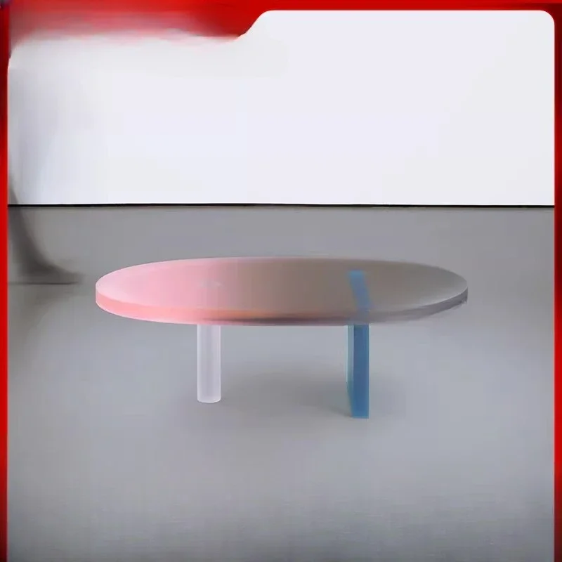 Acrylic, matte gradual change round coffee table club art small table living room modern creative designer