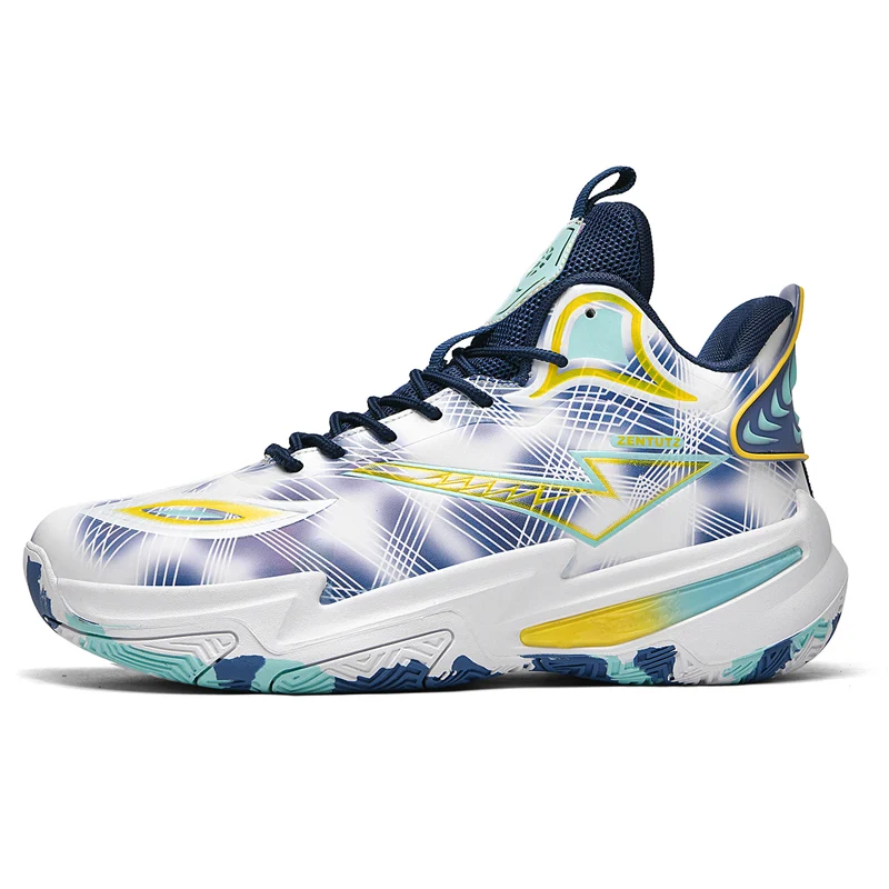 Basketball Shoes High‑Elastic Cushion Breathable Mesh Sneakers Non‑Slip Wear‑Resistant Rubber Sole Outdoor Training Sport Shoes