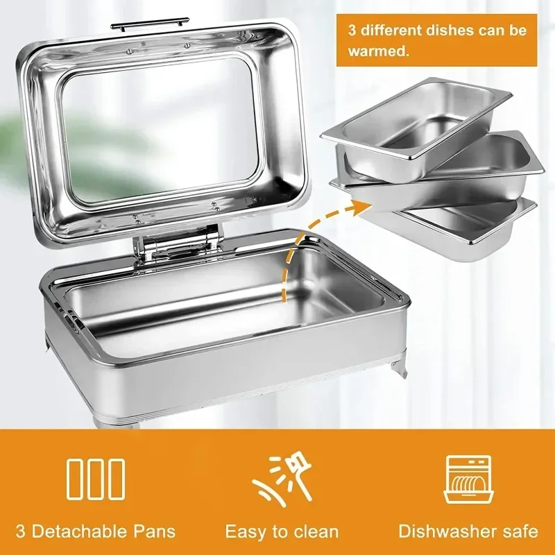 Electric Chafing Dish Buffet Set  9 Quart Food Warmer Buffet Servers and Warmers with Covers Warmer for Parties Stainless Steel