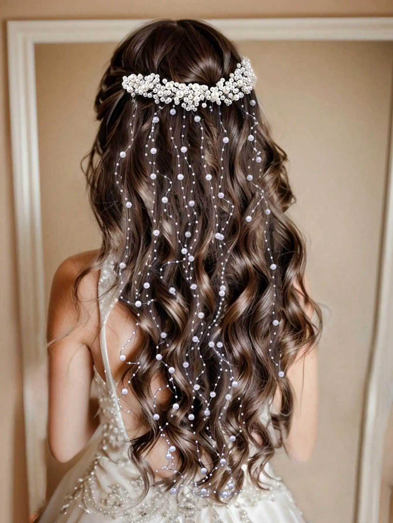 

1pc Handmade Pearl Pendant Tassel Hair Clip, Beautiful Cross-Border European And American Style Hair Accessory For Wedding, Party, And Bridal Hairstyles