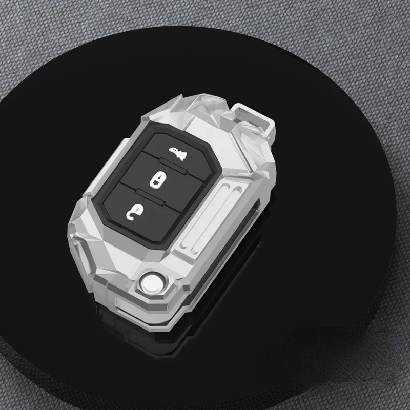 Zinc Alloy Silver Car Key Case Keyless Cover Key Shell Car Accessories For Jeep Wrangler 2018