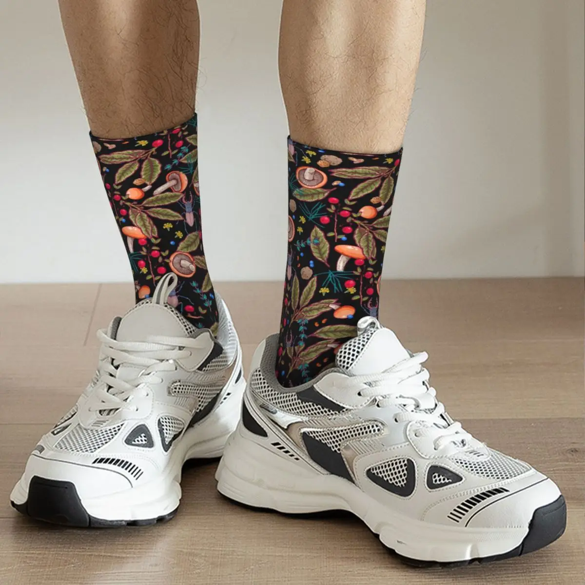 Chaussettes décontractées en Polyester pour hommes et femmes, socquettes avec graphiques de forêt tropicale, pour printemps, été, automne et hiver