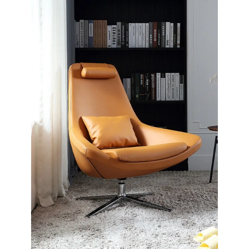 Single sofa chair Modern simple living room Bedroom balcony Creative casual leather sofa swivel chair