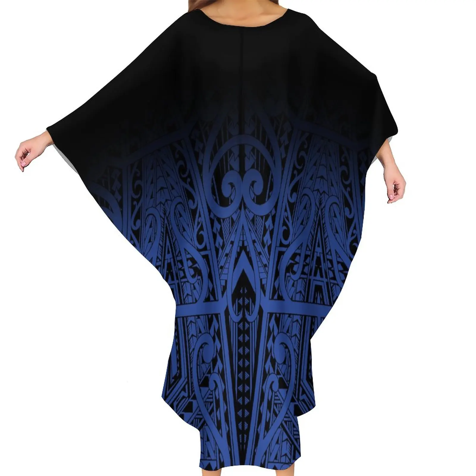 Breathable One Size Cloak Polynesian Custom Logo Women Clothing Bat Trendy Ponchos Tonga Retro Style Party Butterfly Dress