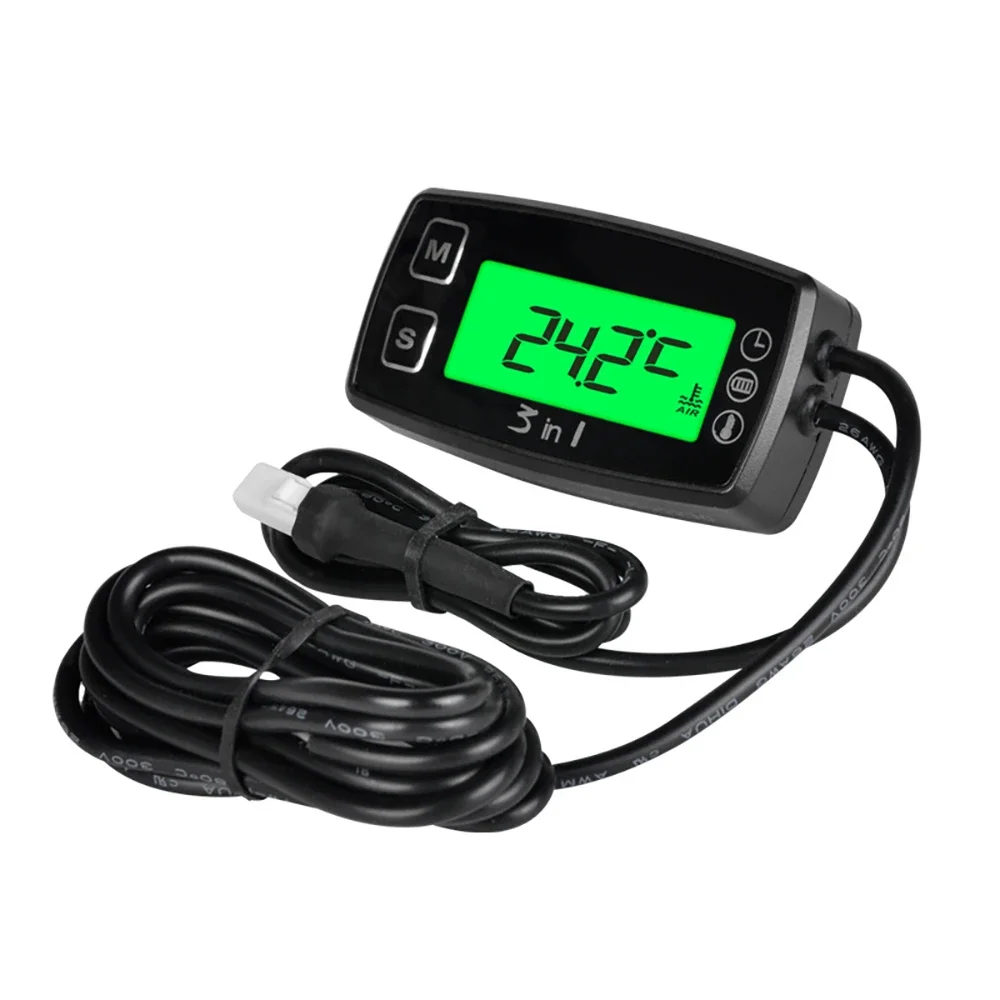 

Tachometer 3 in 1 Temperature Digital Gauge for Motorcycle voltage meter Oil Temperature Water Temperature with Clock
