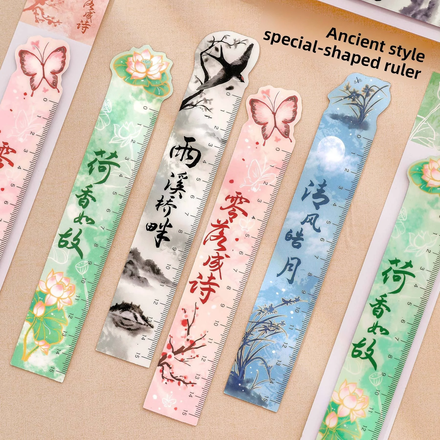 12 قطعة الكرتون العتيقة المغناطيسي المرجعية حاكم طالب على شكل المغناطيسي مسطرة مستقيمة لطيف النمط الصيني القرطاسية