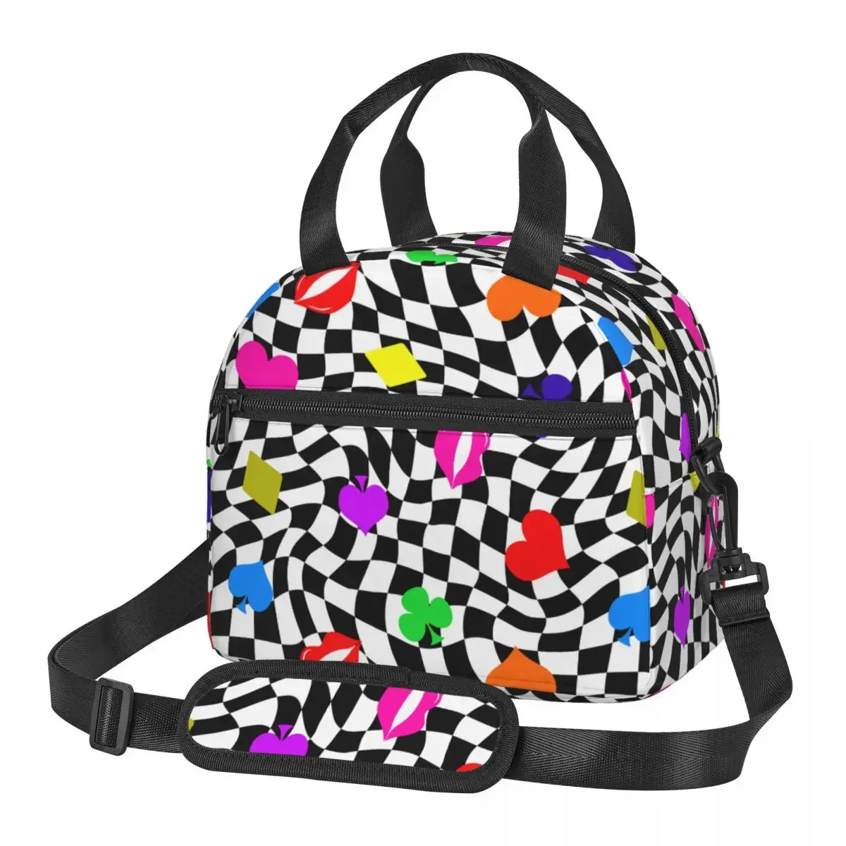 

Abstract Retro Lips Product Large Insulated Lunch Bag With Adjustable Shoulder Strap Thermal Cooler Lunch Boxes