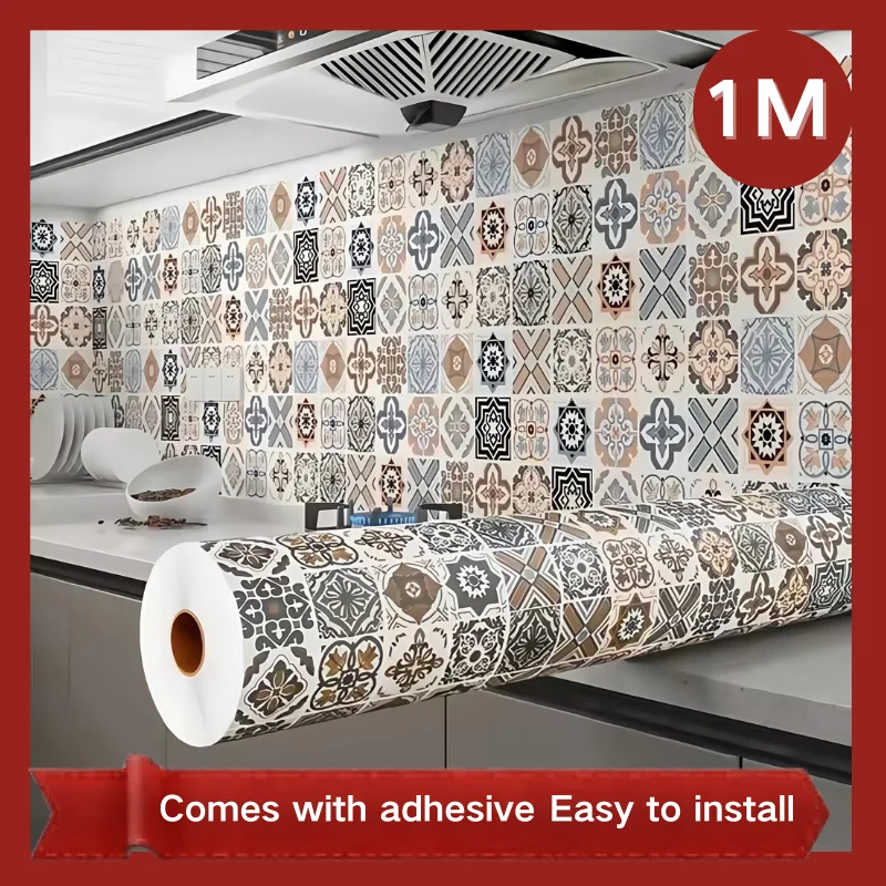 Self Adhesive Tile Sticker European Style Home Decoration Room Decoration Countertop Cabinet Renovation Peel and Stick Wallpaper