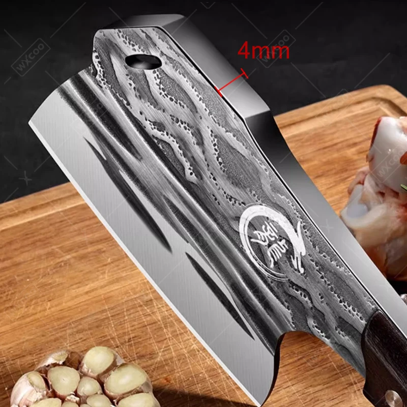 Forged Bone Chopping Knife Professional Kitchen Knife High Carbon Steel Meat Cleaver Butcher Knives with Wooden Handle Cooking