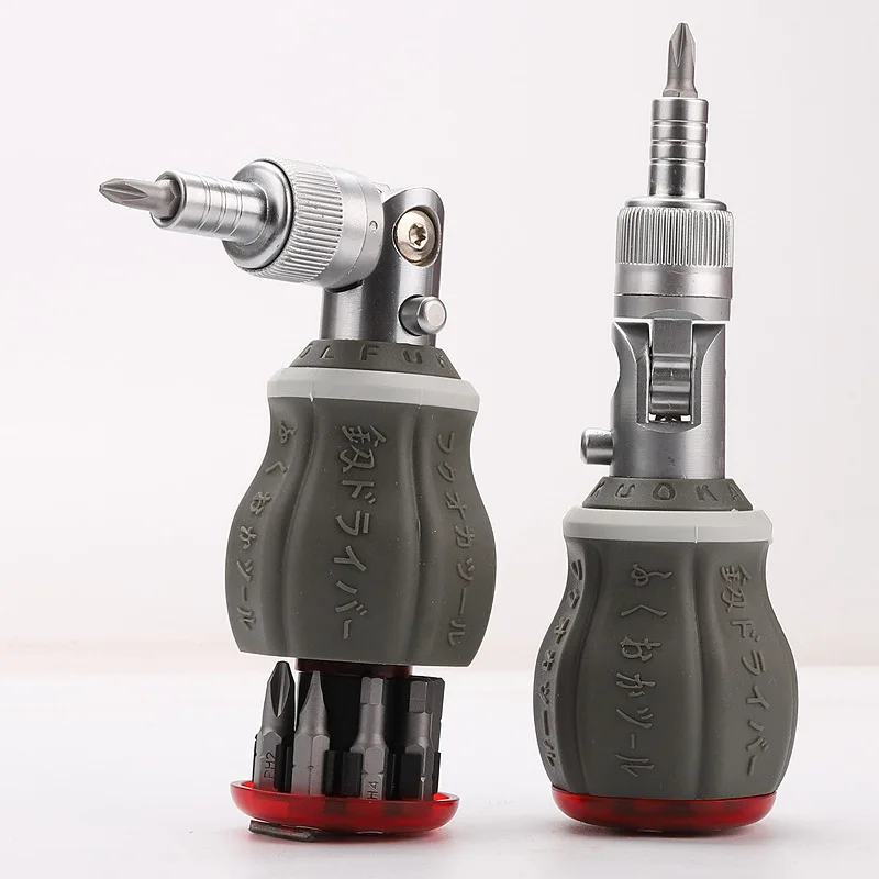 

Многофункциональная отвертка с храповым механизмом, 180 градусов, 8 в 1, регулируемый угол, набор мини-быстрых отверток с храповым механизмом для домашнего обслуживания