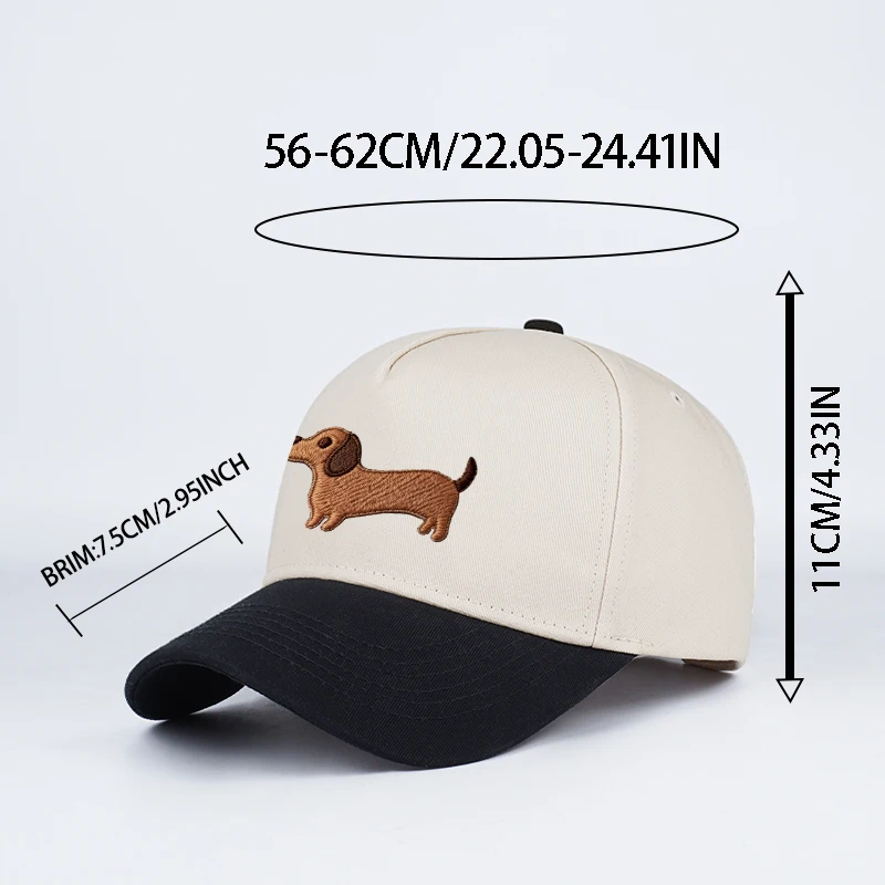 Cute Dachshund Embroidered Baseball Cap – Unique Streetwear Hip-Hop Cap – Casual, Sports, Vacation, and Shopping Sun Hat