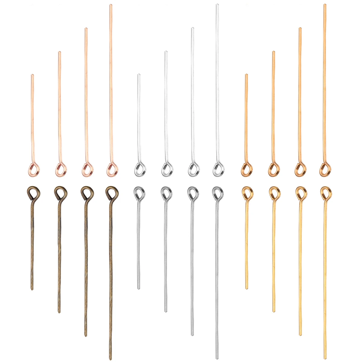 200pcs/Lot 20/26/30/35/40/45/50mm Rose Gold Eye Head Pins Iron Headpins For Diy Jewelry Making Eye Pins Findings Supplies