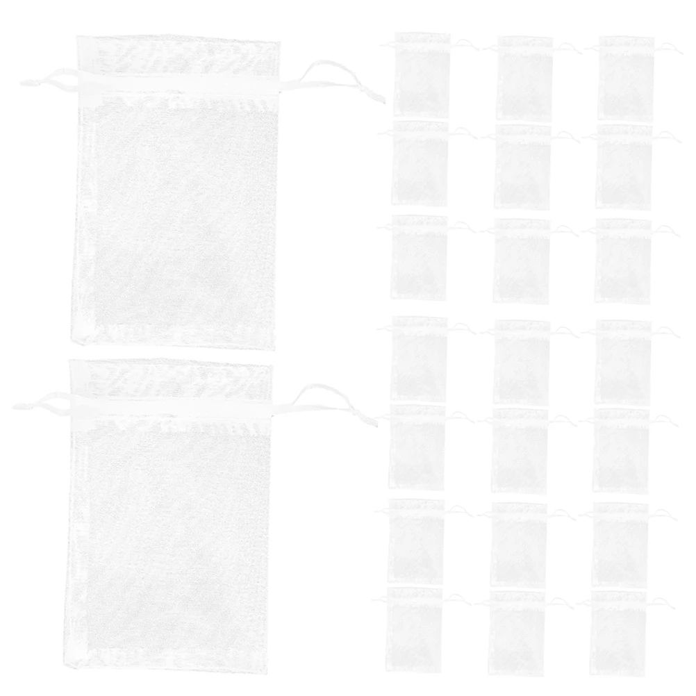 

100 Pcs White 3 5x4 7 Inch Small Mesh Drawstring Gift Wrapping Jewelry Storage Treat Goody Bags Wedding Party Favor Bags