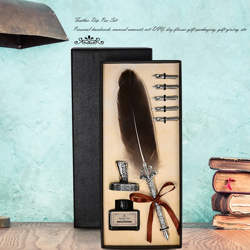 مجموعة واحدة من أقلام الخط العتيق قلم حبر مزود بريشة قلم حبر مجموعة أدوات مكتبية إبداعية قلم كتابة ريترو للمدرسة والمكتب