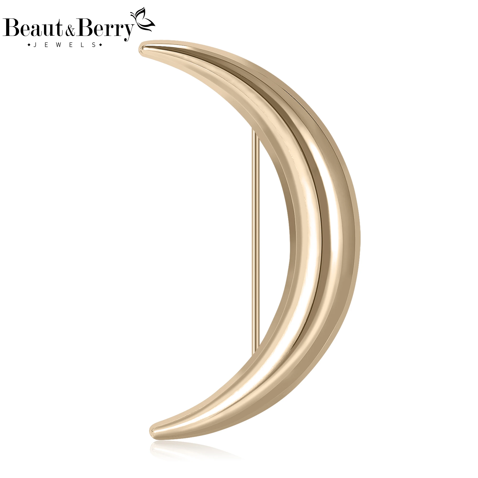 Beaut&Berry Luxury Glossy Moon Brooches for Women Unisex Natural Pins Casual Party Jewelry Accessories Gifts Decoration