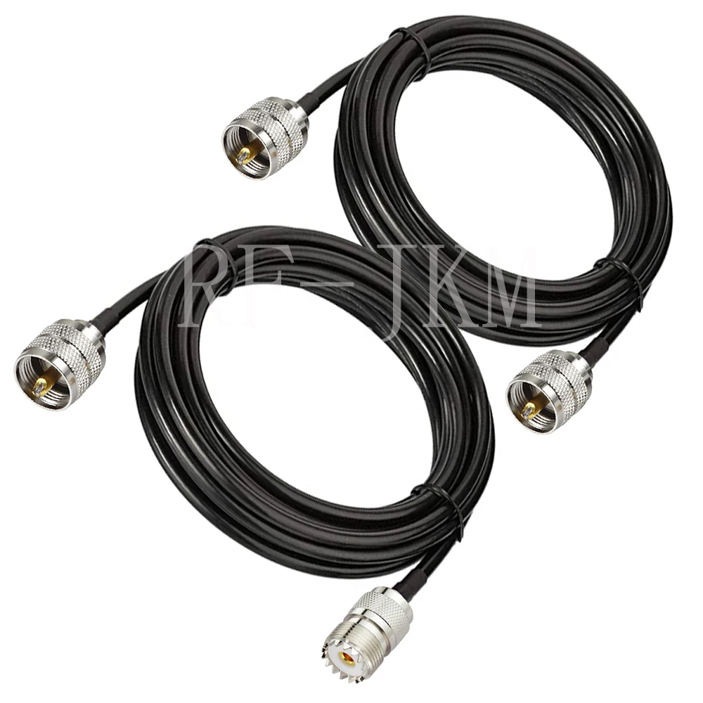 RG58 50-3 kabel koncentryczny PL259 UHF męski na UHF męski SO239 żeński złącze Adapter RF Coax Ham kabel radiowy 50ohm