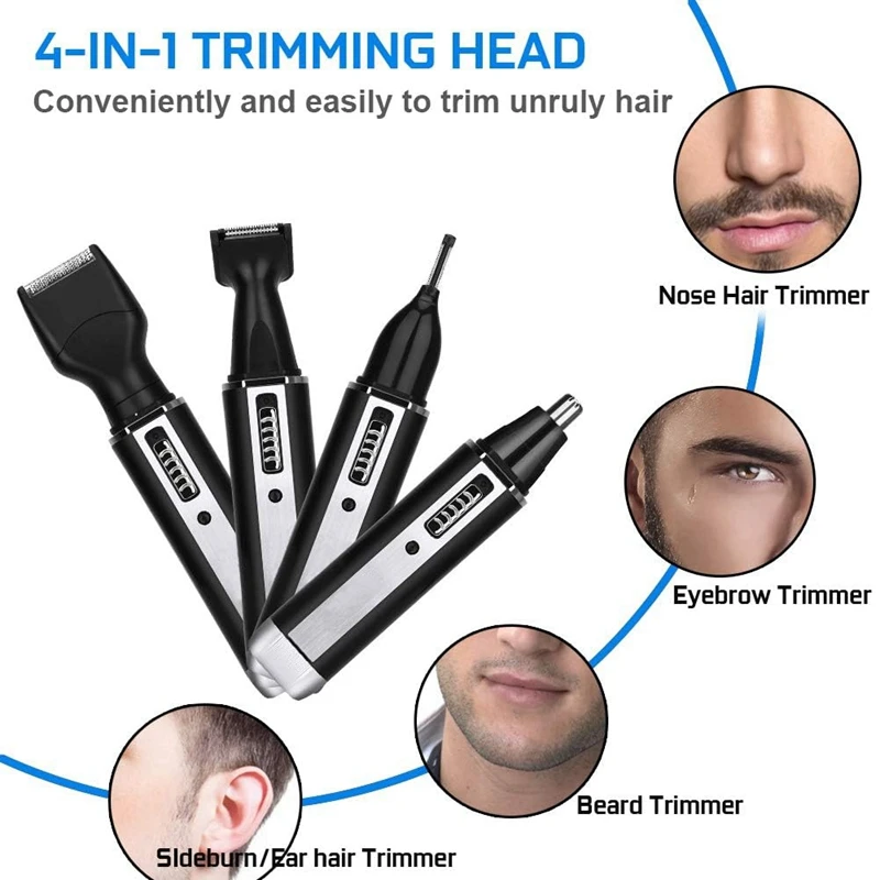4-In-1 Nose Hair Trimmer For Men Women USB Rechargeable Nose Hair Trimmer IPX7 Waterproof Trimmer Facial Nose Clippers