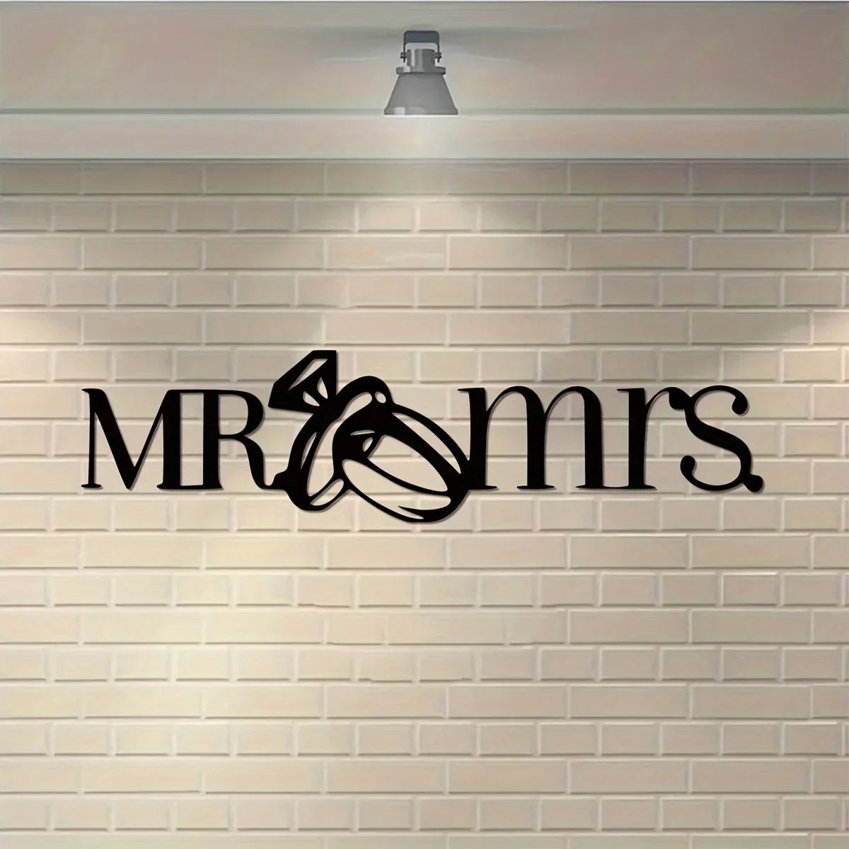 1pc Metal Master Bedroom Plaque Mr And Mrs Sign With Wedding Rings Wedding Gift Husband And Wife Anniversary Home Sculpture