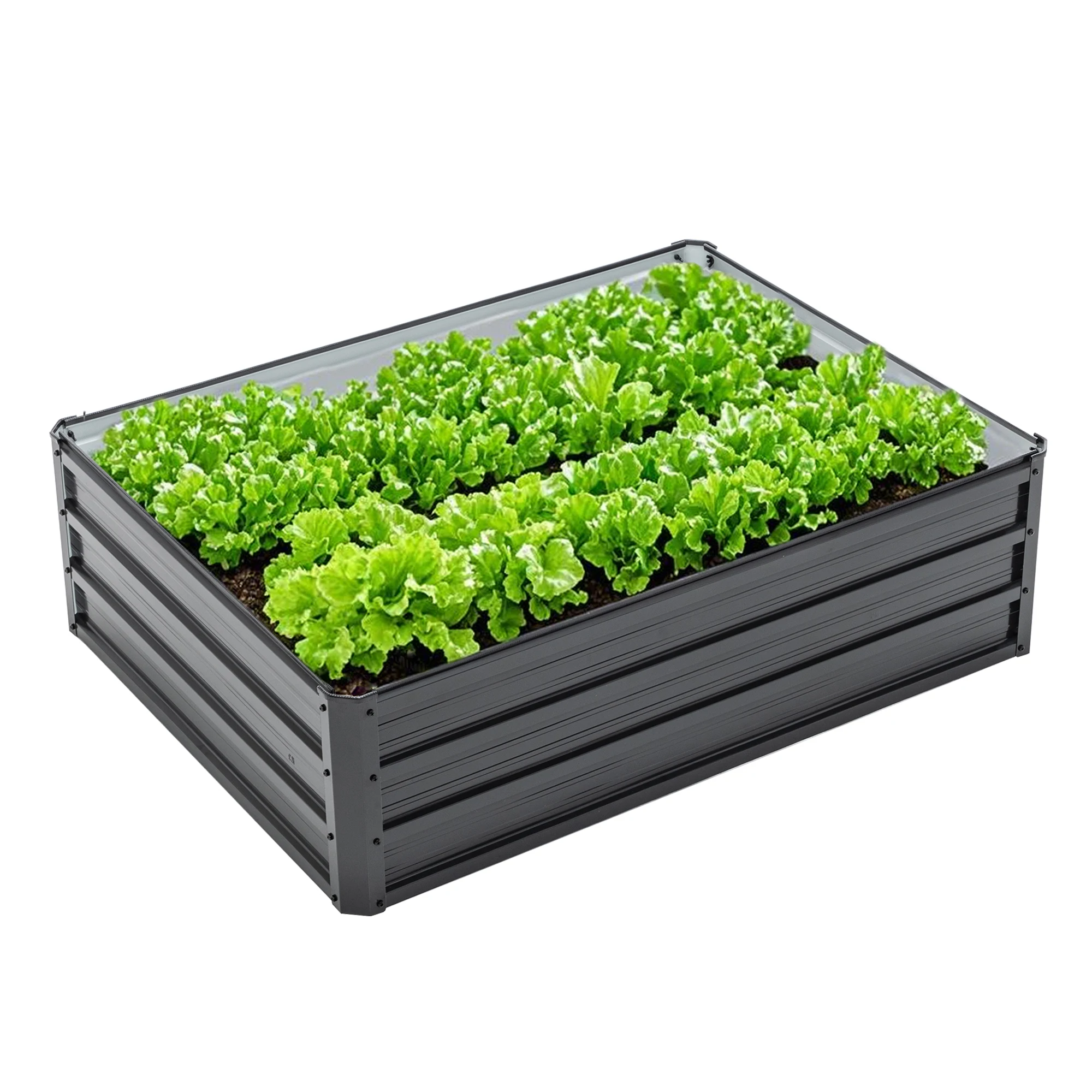 4x3x1ft Metal Raised Garden Bed,Deep Root Outdoor Galvanized Planter Box,Patio Kit Planting Beds for Vegetables Flowers Herb,Bla