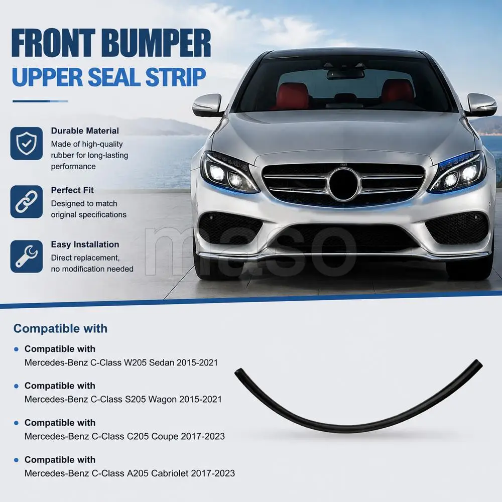 1pc Front Bumper Seal Strip  2056281300, A2056281300  For Mercedes-Benz C-Class W205 S205 C205 A205 2017-2021