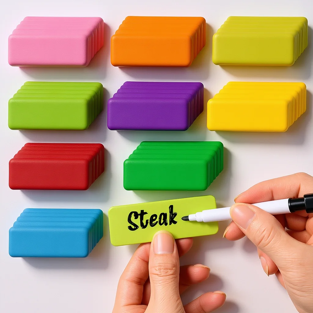 

54Pcs Magnetic Name Tags Writable Colorful Reusable Dry Erase Labels for Whiteboard Refrigerator Storage Bins Office Classroom