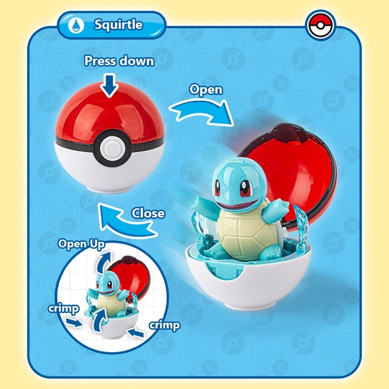 Pokemon Pikachu Cubone Piplup Mimikyu Transformation Pokeball Scalable Anime Figure Doll Model Kids Christmas Toy Birthday Gifts