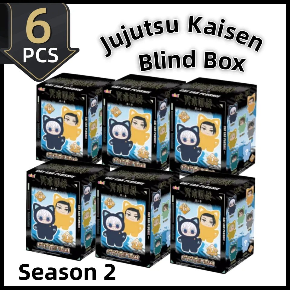 

@ 1 комплект, новинка Jujutsu Kaisen 2, плюшевая серия с кошачьими ушками, глухая коробка, загадочная коробка, аниме-фигурка, коллекция украшений для комнаты, подарки для детей