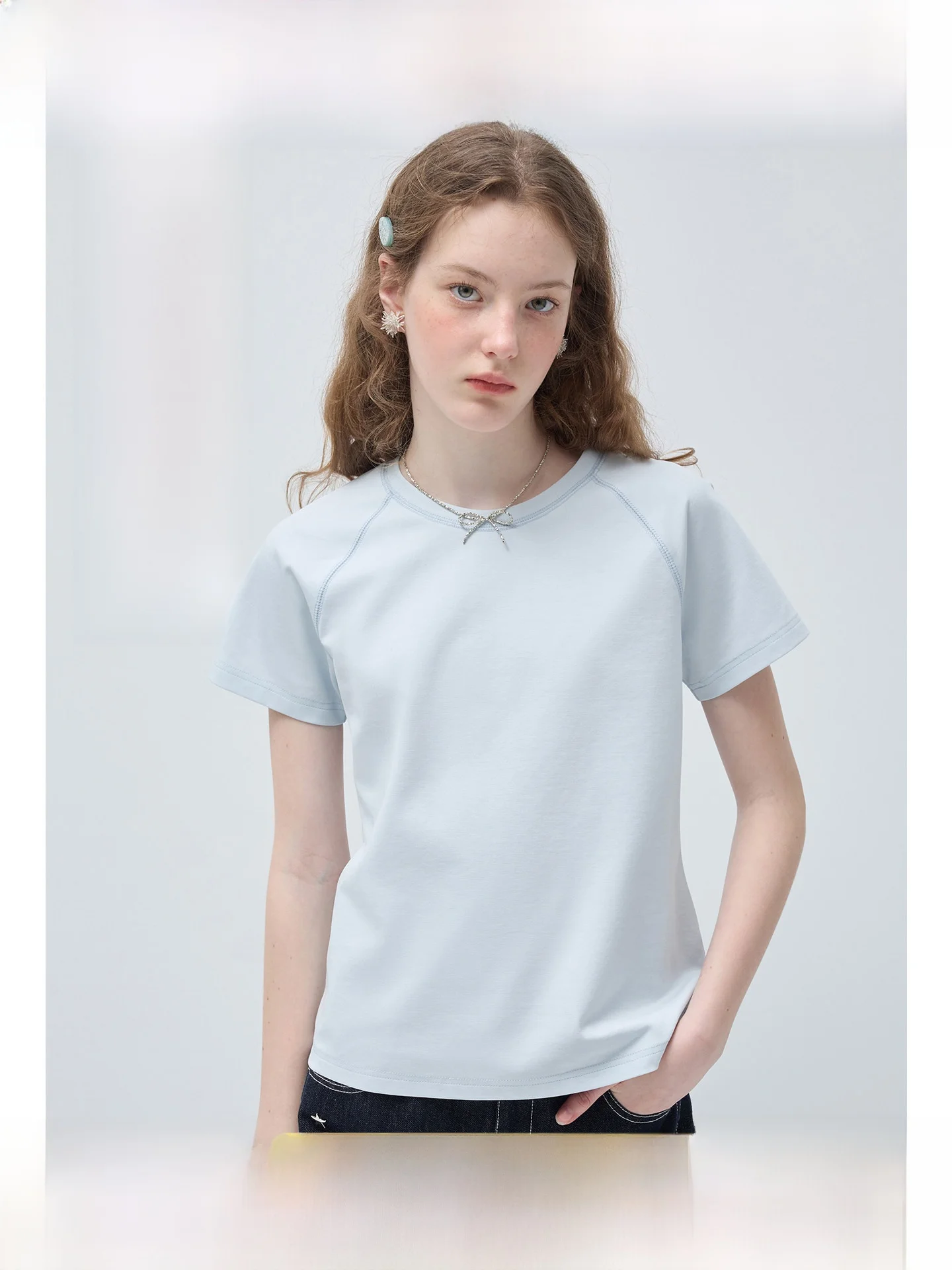 

plus Size Women's round Neck Short Sleeve T-Shirt Korean Style Versatile Summer Clothing for Plump MM Breathable Cotton Blend