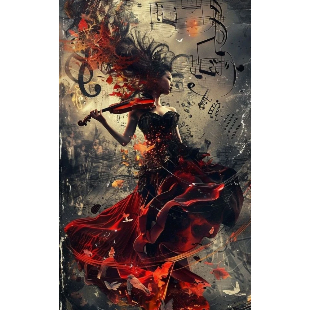 

Woman Playing the Violin Portrait 500/1000/1200/2000 PCS Jigsaw Puzzles Family Activity Games for Bedroom Gameroom Home Decor